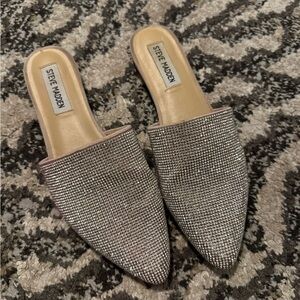 Steve Madden Sparkling Silver Mules